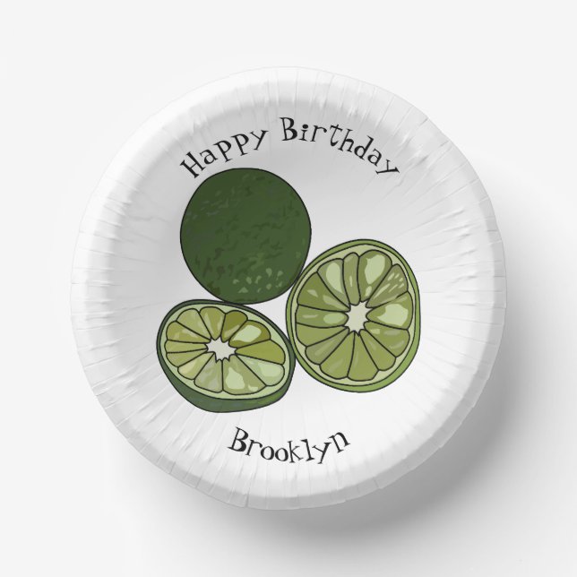 Kaffir lime cartoon illustration paper bowls (Front)