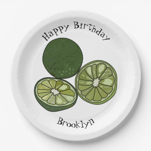 Kaffir lime cartoon illustration paper plates