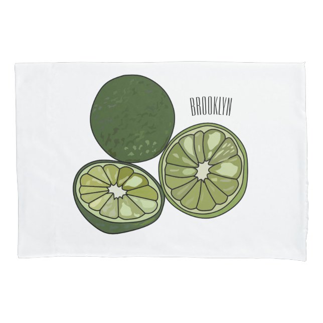 Kaffir lime cartoon illustration pillow case (Front)