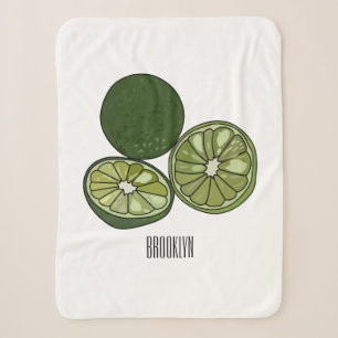 Kaffir lime cartoon illustration sherpa blanket