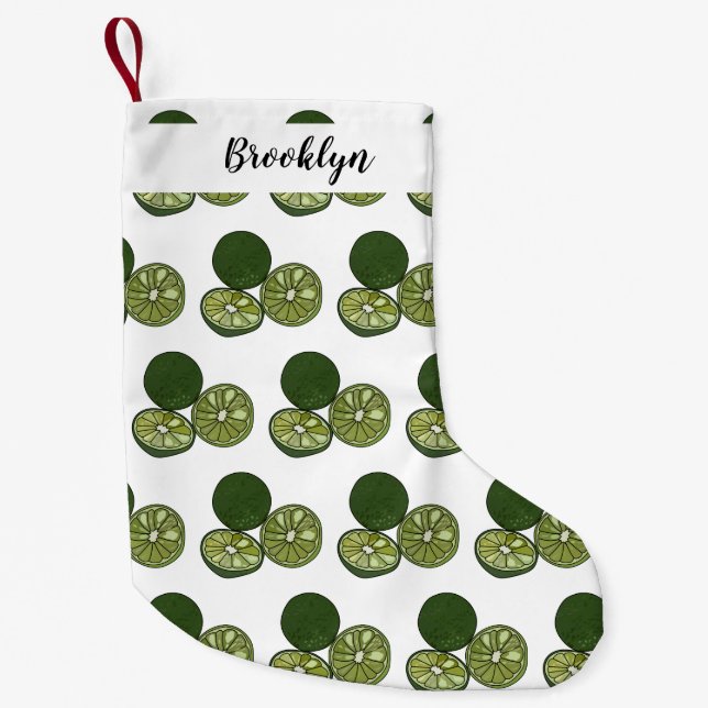 Kaffir lime cartoon illustration small christmas stocking (Front)