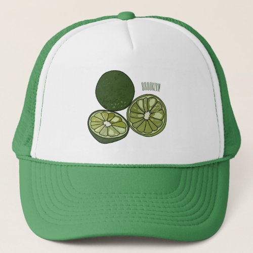 Kaffir lime cartoon illustration trucker hat