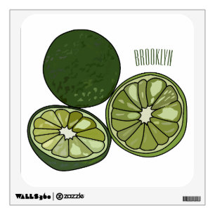 Kaffir lime cartoon illustration wall decal