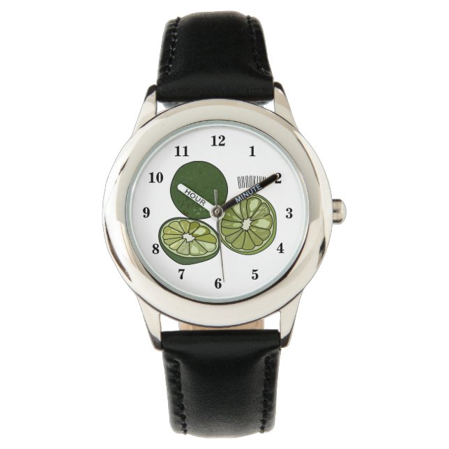 Kaffir lime cartoon illustration watch (Front)