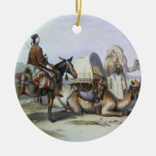 Kafila with a Camel Bearing a Hodesh, illustration Ceramic Ornament