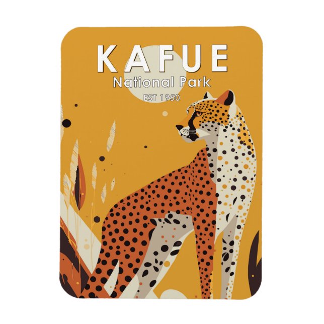 Kafue National Park Zambia Vintage Magnet (Vertical)