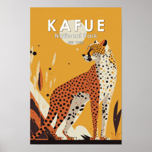 Kafue National Park Zambia Vintage Poster