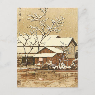 Kaga in Snow oriental japanese winter scenery Postcard