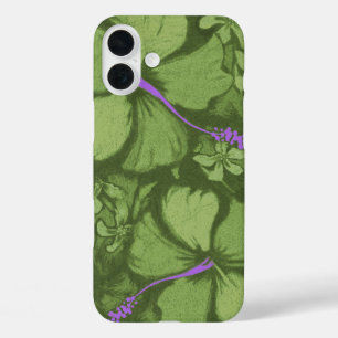 Kahala Hibiscus Hawaiian Lava Rock Illustration iPhone 16 Plus Case