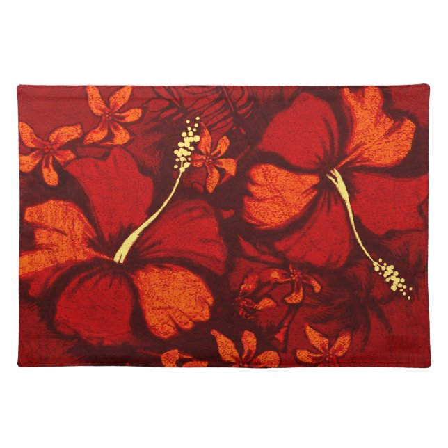 Kahala Hibiscus Hawaiian Tropical Dinner Placemats (Front)
