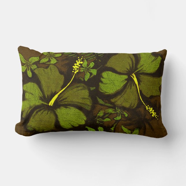 Kahala Hibiscus Hawaiian Tropical Lumbar Pillows (Front)