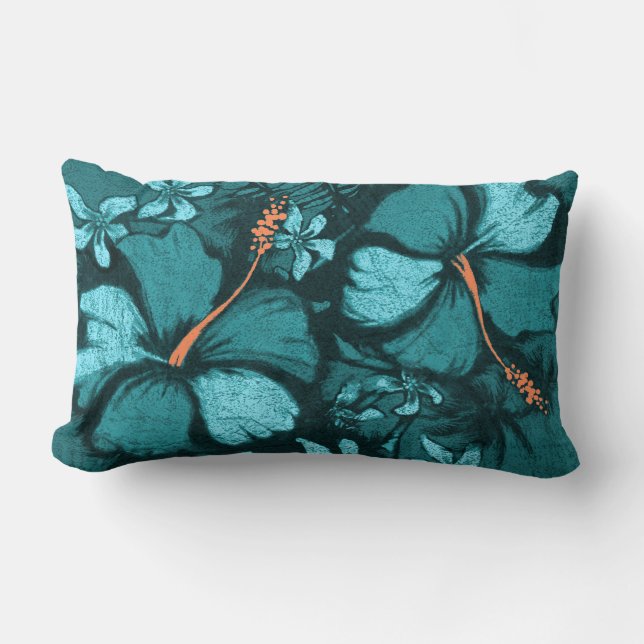 Kahala Hibiscus Hawaiian Tropical Lumbar Pillows (Front)