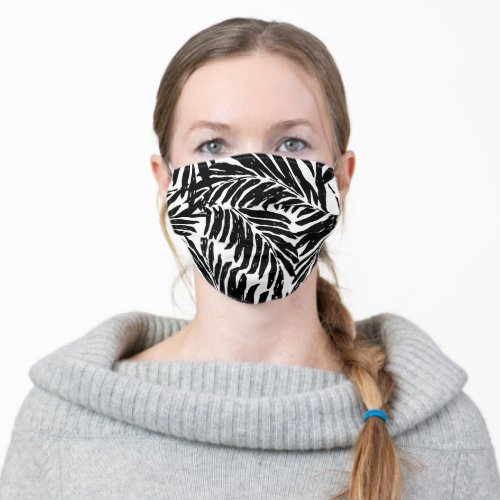 Kahanu Garden Hawaiian Palm Leaves_ Black Adult Cloth Face Mask