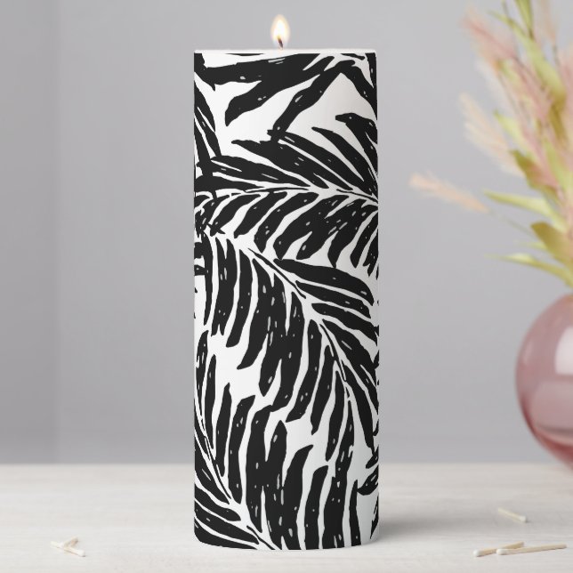 Kahanu Garden Hawaiian Palm Leaves - Black Pillar Candle (In Situ)