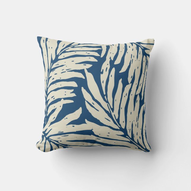 Kahanu Garden Hawaiian Palm Leaves Reversible Throw Pillow (Front)