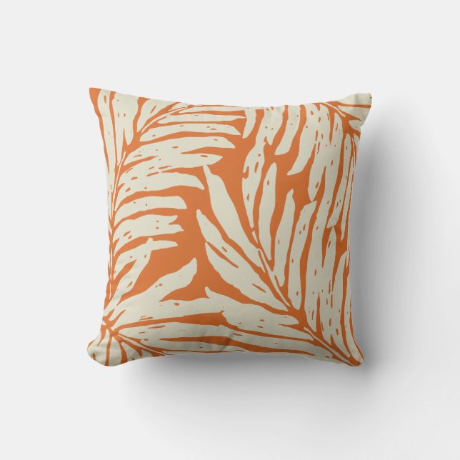 Kahanu Garden Hawaiian Palm Leaves Reversible Throw Pillow (Front)