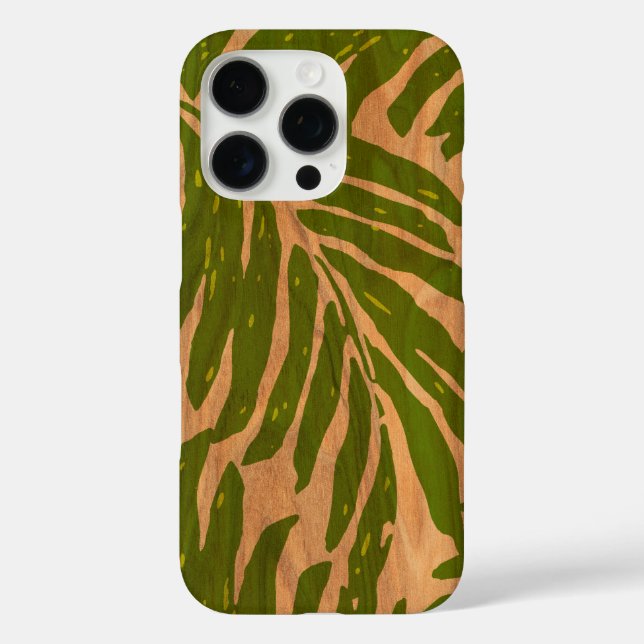 Kahanu Hawaiian Palm Faux Wood in Green Case-Mate  iPhone Case (Back)