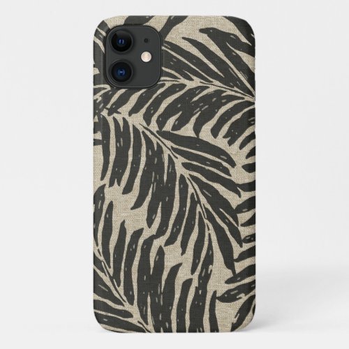 Kahanu Palms Hawaiian Faux Linen Texture Black iPhone 11 Case