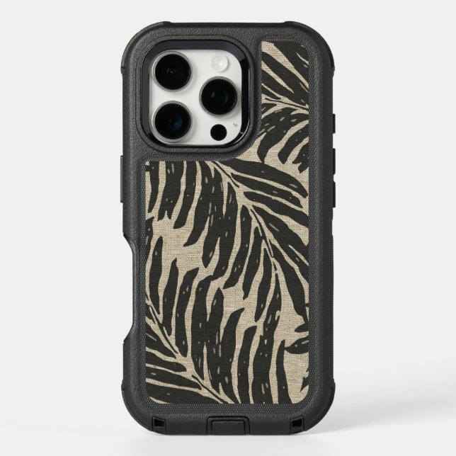 Kahanu Palms Hawaiian Faux Linen Texture Otterbox iPhone Case (Back)