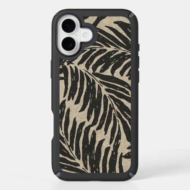 Kahanu Palms Hawaiian Faux Linen Texture Speck iPhone Case (Front)