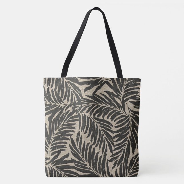 Kahanu Palms Hawaiian Linen Texture Beach Bag (Front)