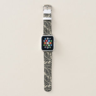 Kahanu Palms Hawaiian Linen Texture - Black Apple Watch Band