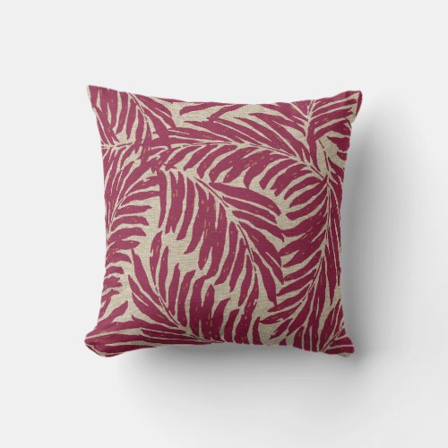 Kahanu Palms Hawaiian Linen Texture Outdoor Pillow