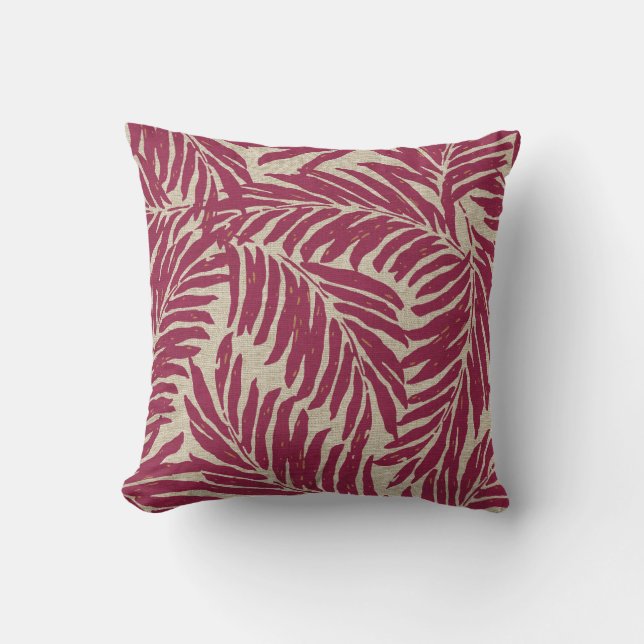Kahanu Palms Hawaiian Linen Texture Outdoor Pillow (Front)