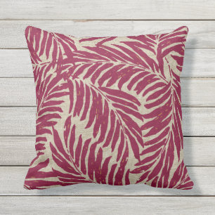Kahanu Palms Hawaiian Linen Texture Outdoor Pillow