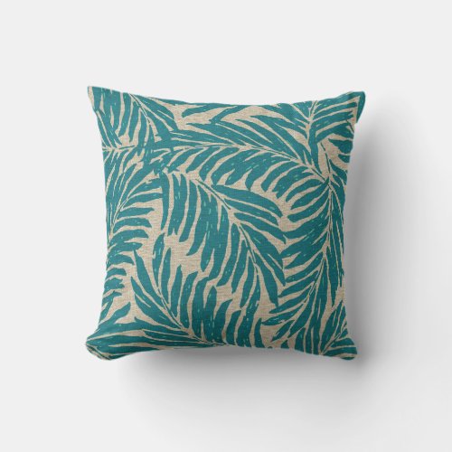 Kahanu Palms Hawaiian Linen Texture Throw Pillow