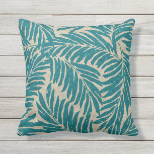 Kahanu Palms Hawaiian Linen Texture Throw Pillow