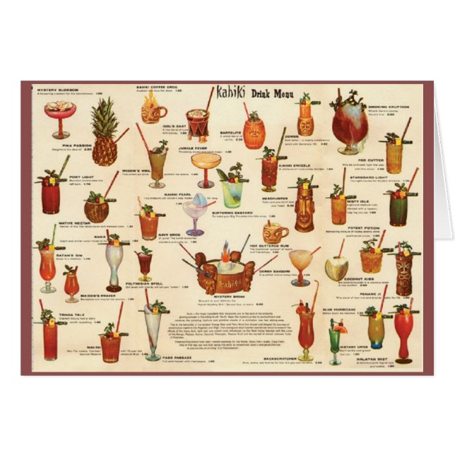Kahiki Menu Cards (Front Horizontal)
