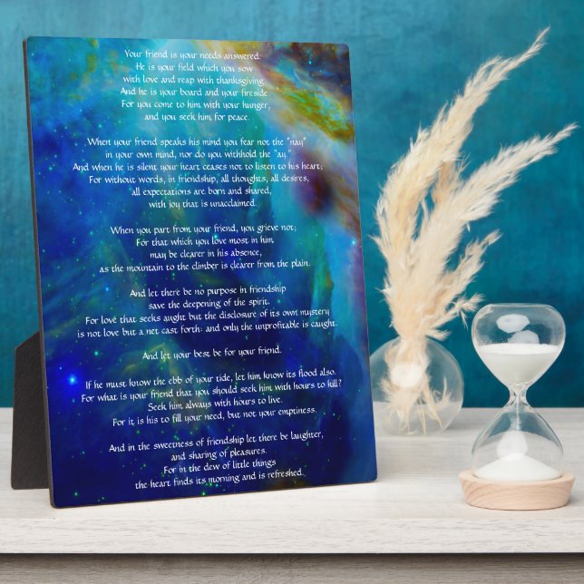 Kahlil Gibran on Friendship Plaque (Side)