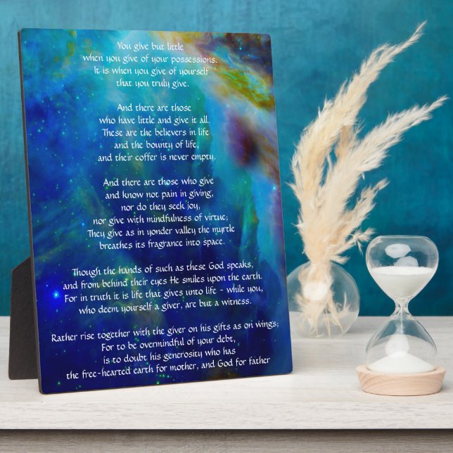Kahlil Gibran on Giving Plaque (Side)