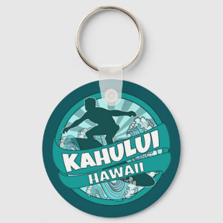 Kahului Hawaii teal surfer logo keychain