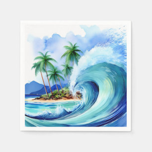Kai Aloha Island Watercolor Wave Napkins