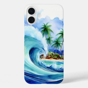 Kai Aloha Palms Watercolor Wave iPhone 16 Plus Case