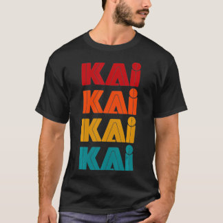 Kai Name, Retro Given Name Colorful Inline Font T-Shirt