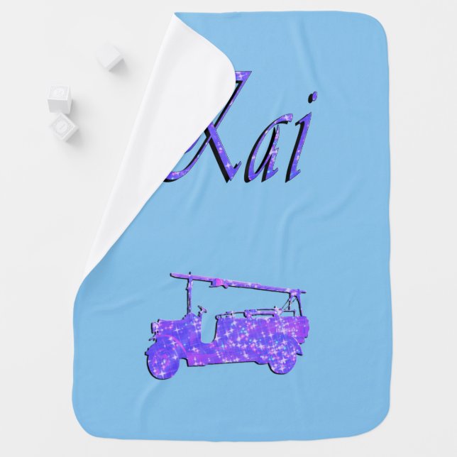 Kai, Name With Fire Truck Snugly Baby Blanket (In Situ)