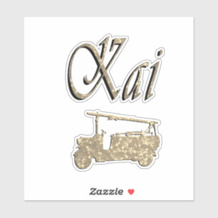 Kai Name With Fire Truck, Sticker