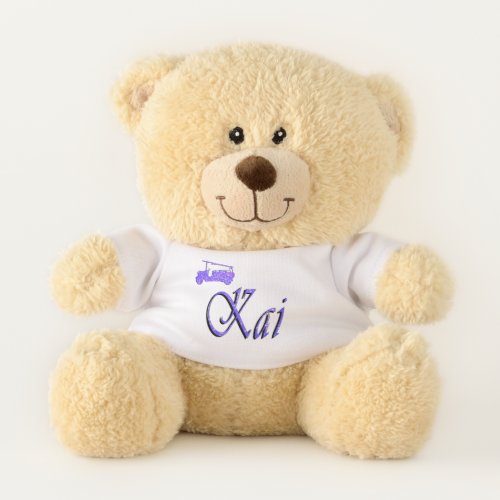 Kai Name With Fire Truck Teddy Bear