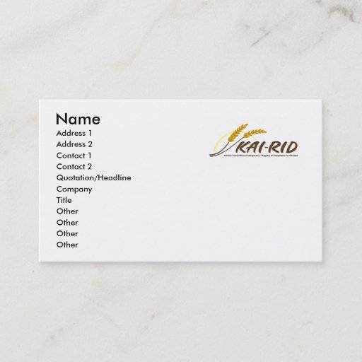 Customizable KAI-RID Standard Sized Business Cards