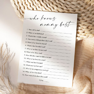 KAIA Who Knows Mommy Best Baby Shower Game Invitation