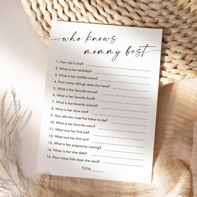 KAIA Who Knows Mommy Best Baby Shower Game Invitation (Creator Uploaded)