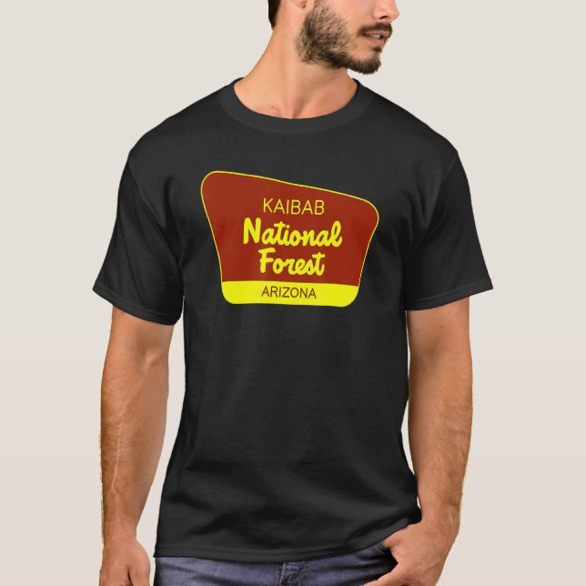 Kaibab National Forest Arizona Retro Sign T-Shirt (Front)