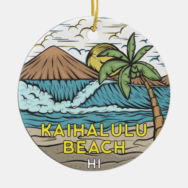 Kaihalulu Beach Hawaii Vintage Ceramic Ornament (Front)