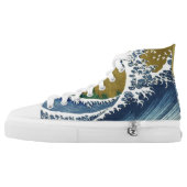 Kaijo no Fuji Hokusai wave Kanagawa japanese art High-Top Sneakers (Left Shoe Outside)