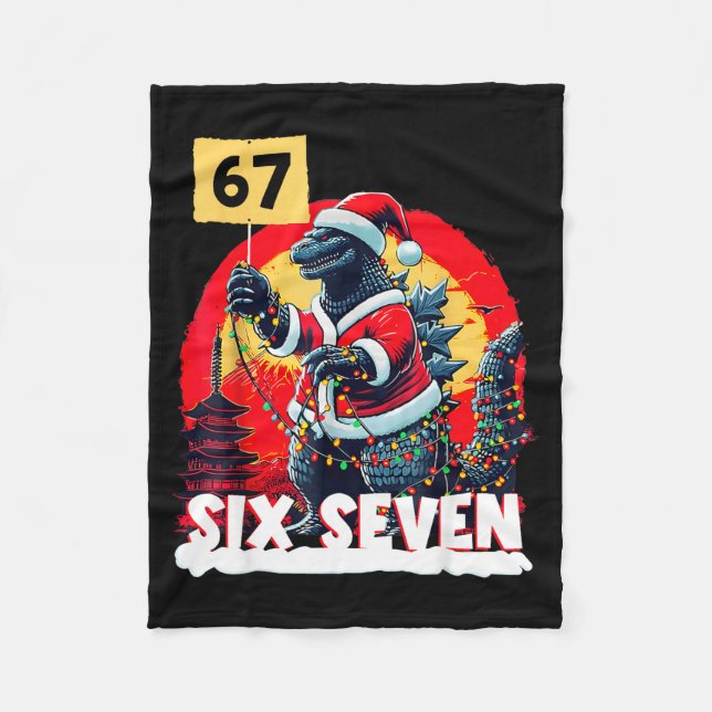 Kaiju Christmas 67 Santazilla Japanese Monster Din Fleece Blanket (Front)