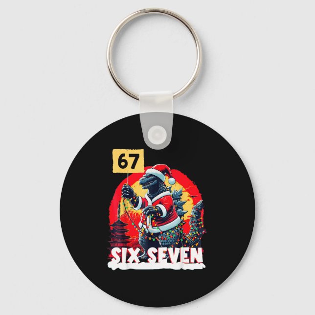 Kaiju Christmas 67 Santazilla Japanese Monster Din Keychain (Front)