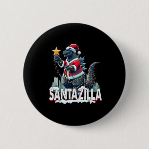 Kaiju Christmas Santazilla Japanese Monster Dinosa Button